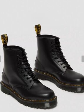 Dr. Martens Black Smooth Leather 8-Eye Lace-Up Boots